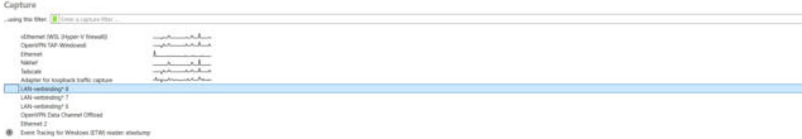 Wireshark interface list